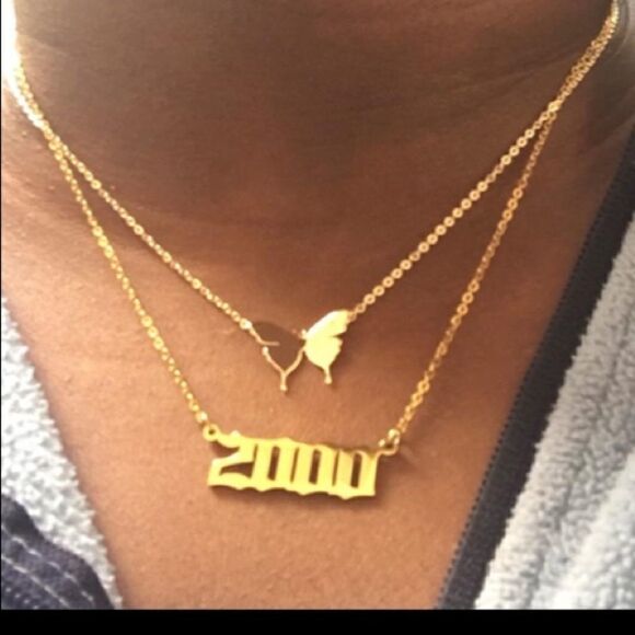 18k Gold Butterfly Initial Necklace - Picture 5 of 10